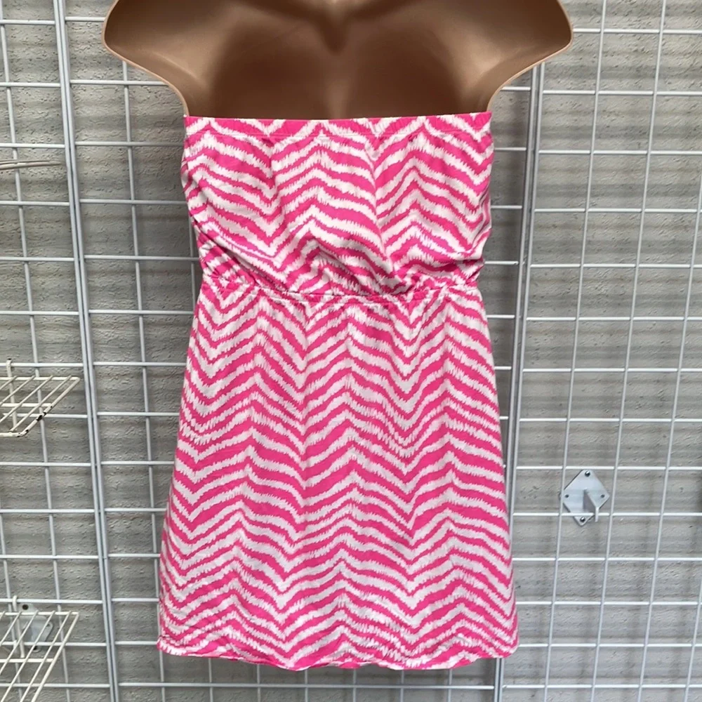 Lilly Pulitzer Pink and White Strapless Summer Dress - Picture 2 of 3